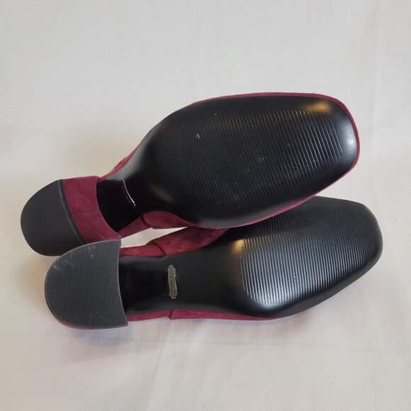 Vionic 7 M/38 Plaza Nareen Wine Red Suede Leather Slingbacks Block Heels Pumps - Picture 6 of 6